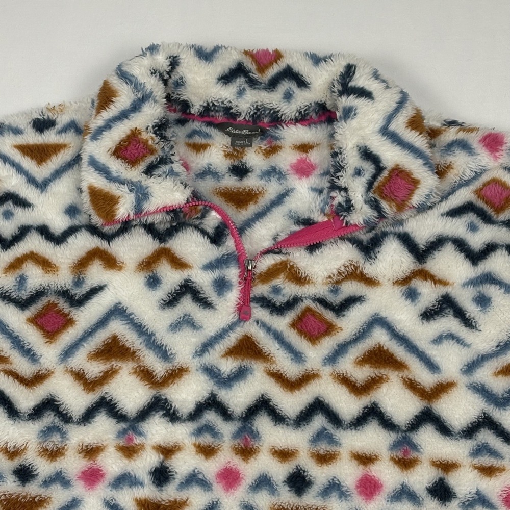 Eddie Bauer Sherpa Fleece Pullover Large Aztec Southwestern